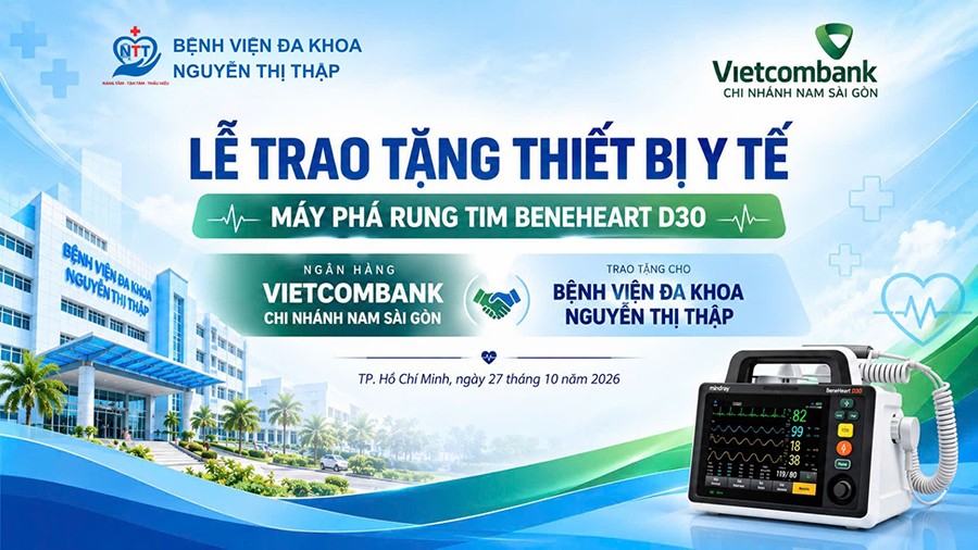 Sự kiện Vietcombank trao tặng máy phá rung tim BeneHeart D30 cho Bệnh viện Đa khoa Nguyễn Thị Thập