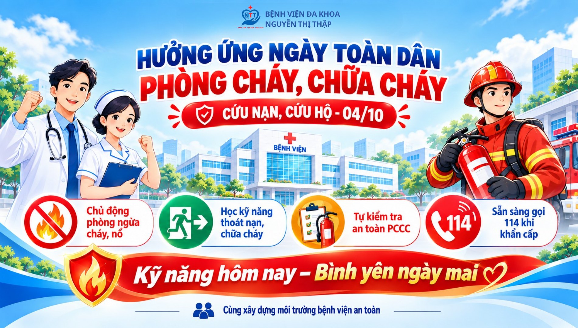 HƯỞNG ỨNG NGÀY TOÀN DÂN PHÒNG CHÁY, CHỮA CHÁY, CỨU NẠN, CỨU HỘ (04/10): BẢO VỆ SỰ BÌNH YÊN CHO NGÔI NHÀ CHUNG